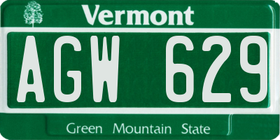 VT license plate AGW629