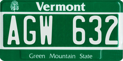 VT license plate AGW632