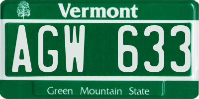 VT license plate AGW633