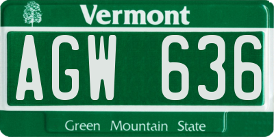 VT license plate AGW636
