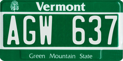 VT license plate AGW637