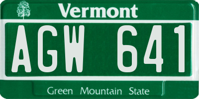 VT license plate AGW641