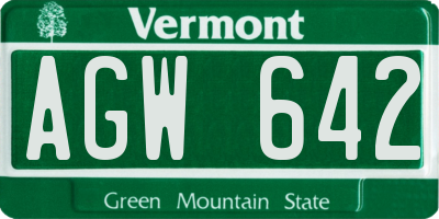 VT license plate AGW642