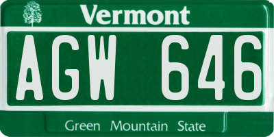 VT license plate AGW646