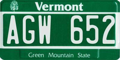 VT license plate AGW652