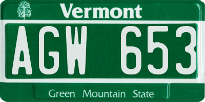 VT license plate AGW653
