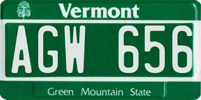 VT license plate AGW656