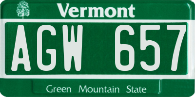 VT license plate AGW657