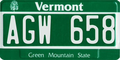 VT license plate AGW658