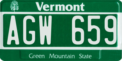 VT license plate AGW659