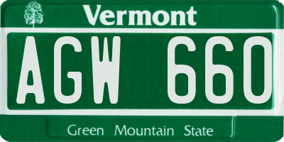 VT license plate AGW660