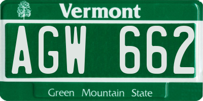 VT license plate AGW662