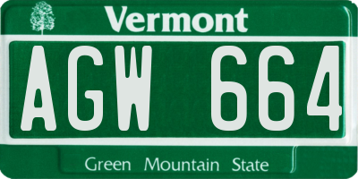 VT license plate AGW664