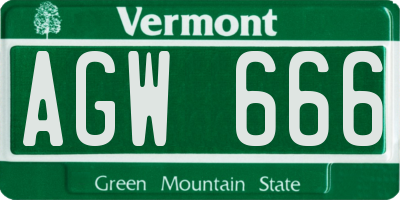 VT license plate AGW666