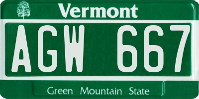 VT license plate AGW667