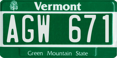 VT license plate AGW671