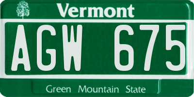 VT license plate AGW675
