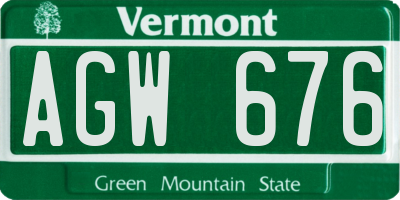 VT license plate AGW676