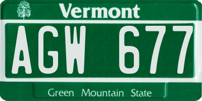 VT license plate AGW677
