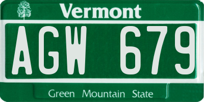 VT license plate AGW679