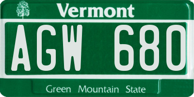 VT license plate AGW680