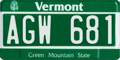 VT license plate AGW681