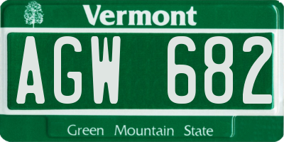 VT license plate AGW682