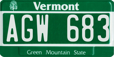 VT license plate AGW683