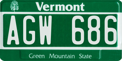 VT license plate AGW686
