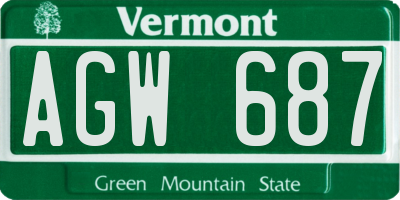 VT license plate AGW687