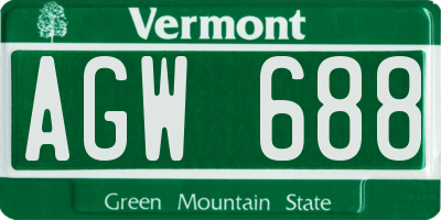 VT license plate AGW688