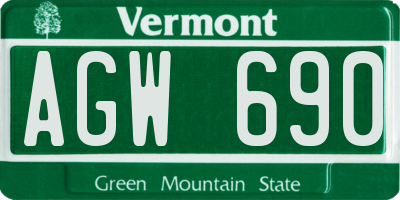 VT license plate AGW690