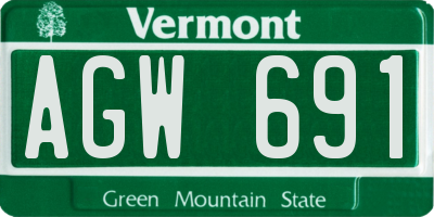 VT license plate AGW691