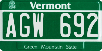 VT license plate AGW692