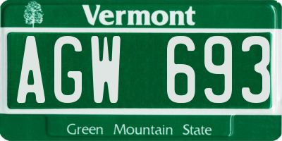 VT license plate AGW693