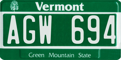 VT license plate AGW694