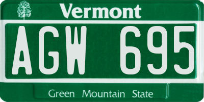 VT license plate AGW695