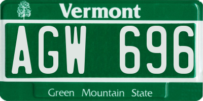 VT license plate AGW696