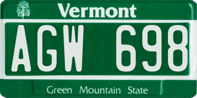 VT license plate AGW698