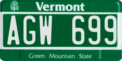 VT license plate AGW699
