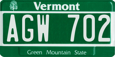 VT license plate AGW702