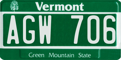 VT license plate AGW706