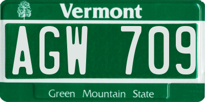 VT license plate AGW709