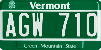 VT license plate AGW710