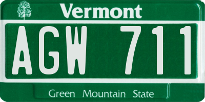 VT license plate AGW711