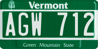 VT license plate AGW712