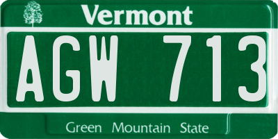 VT license plate AGW713