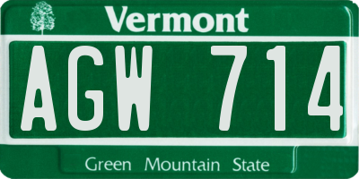 VT license plate AGW714