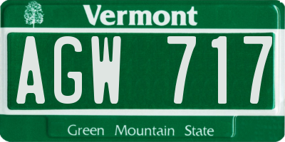 VT license plate AGW717
