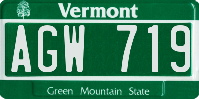 VT license plate AGW719